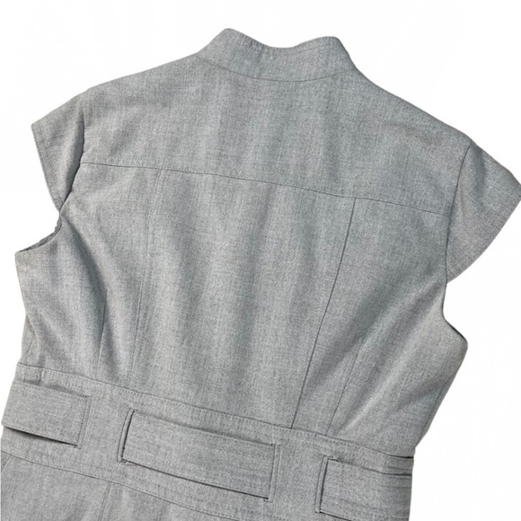 Marvin Richards light grey button down short cap sleeve belted midi dress EUC - Picture 7 of 16